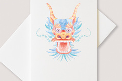  : Chinese blue dragon greetings cards (pack of 6 cards)