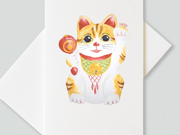  : Lucky cat greetings cards (pack of 6 cards)