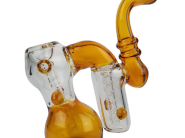  : 7" DOUBLE CHAMBER GLASS BUBBLER - AMBER