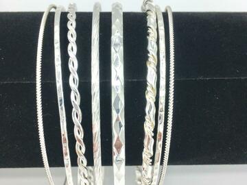 Liquidation & Wholesale Lot: 20 Sets of 8 Stacked Diamond cut Bangle Bracelets 160 pcs Total 