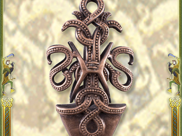  Selger med angrerett (kommersiell selger): Chape for Viking Sword Scabbard, Norse Serpent, Bronze