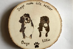 Selling: Custom Dog Portrait Wood Burned Sign, Personalized Dog Signs