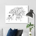  : Black & White Hong Kong Typography Map Print on A2 Canvas
