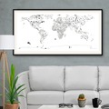  : Framed Black&White Typo Map Print of The World  on Fine Art Paper