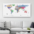  : Colored Typography Map Print of The World on Canvas