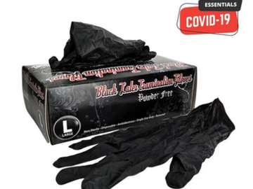 Post Now: Skintx Black Latex Powder-Free Gloves - 100 Count