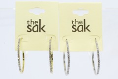 Buy Now: Dozen Gold Silver Rhinestone Hoop Earrings by The Sak $264 Value