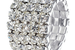 Buy Now: Dozen New Silver 5 Row Rhinestone Crystal Stretch Rings