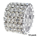 Buy Now: Dozen New Silver 5 Row Rhinestone Crystal Stretch Rings