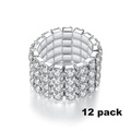 Comprar ahora: Dozen New Silver 4 Row Rhinestone Crystal Stretch Rings