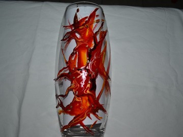 Sale retail: Vase en verre peint style Murano rouge 