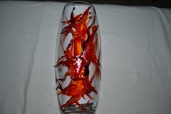 Vente au détail: Vase en verre peint style Murano rouge 