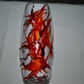 Vente au détail: Vase en verre peint style Murano rouge 