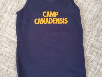 Selling A Singular Item: American Apparel youth size 10 navy ribbed tank with gold writing