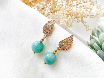  : Angel Wing Amazonite Drop Earrings