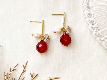  : Plum Blossom Red Onyx Earrings