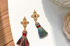  : Detailed Filigree Tassel Earrings - Bohemian