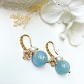 :  Plum Blossoms Aquamarine Hook Earrings - Gold