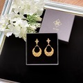  : Gold Curlicue Filigree Chandelier Earrings