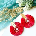  : Boho Round Tassel Earrings - Red