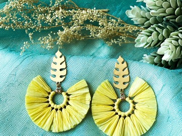  : Boho Round Tassel Earrings - Yellow