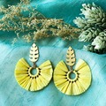  : Boho Round Tassel Earrings - Yellow