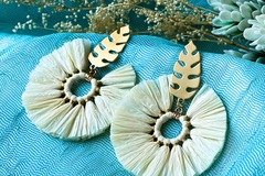  : Boho Round Tassel Earrings - White