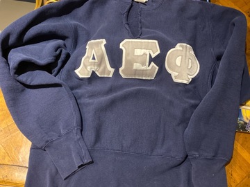 Selling A Singular Item: Silver Letters on Blue Sweatshirt 