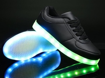 Buy Now: Lot of 12 . Black LED SHOES . Great for Halloween   