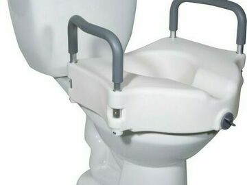 SALE: Medical Elevated Raised Toilet Seat/ Removable Padded Arms