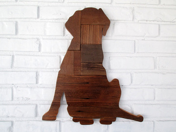 Selling: Rustic Sitting Lab Reclaimed Wood Dog Wall Art