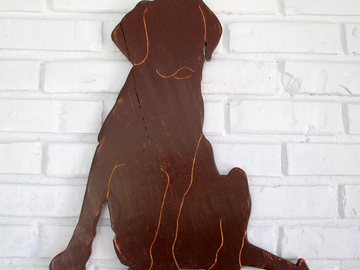 Selling: Chocolate Lab Sitting Wood Dog Wall Art