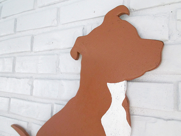 Selling: Pit Bull Terrier Tan Wood Dog Wall Art