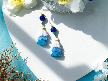  : Lapis Lazuli Tiered Tassel Earrings