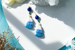  : Lapis Lazuli Tiered Tassel Earrings