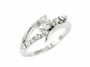 Bulk Lots: Cubic Zirconia Diamond Rings with Rhinestones, 100 Units