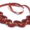  : Grosgrain ribbon necklace with ceramic beads