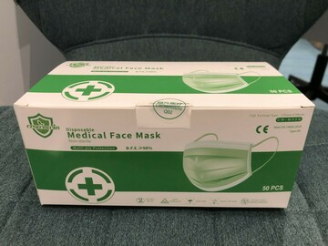 Gebruikte apparatuur: Chirurgische mondmaskers klasse IIR vanaf €8,10