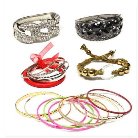 (474) Wholesale Mixed Rhinestone Alloy Bracelets Cuff Bangle