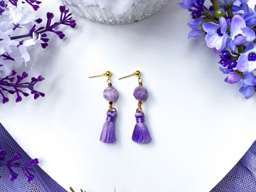  : Lilac Amethyst Tassel Earrings