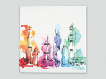  : Hong Kong skyline placemat/trivet