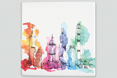  : Hong Kong skyline placemat/trivet