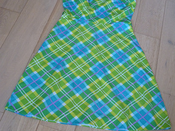 Vente au détail: robe vintage coton carreaux vert turquoise jaune t.36