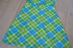 Vente au détail: robe vintage coton carreaux vert turquoise jaune t.36