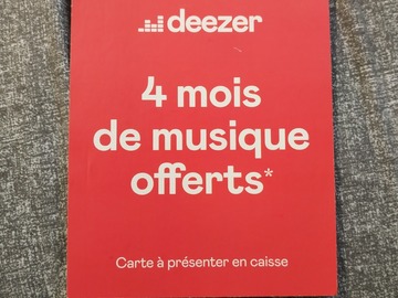 Vente: Carte 4 mois Deezer (40€)
