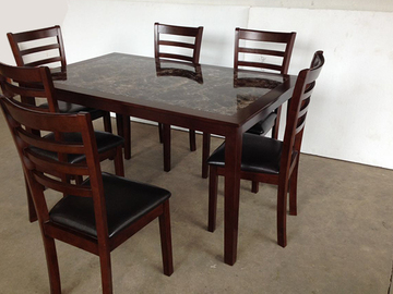 For Sale: MARBLE Wooden Dining Suite--Two Sizes