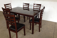 For Sale: MARBLE Wooden Dining Suite--Two Sizes