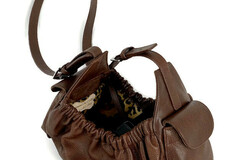 Selling: Classic Leather Dog Sling Carrier-Nu Brown with Leopard Lining-SM