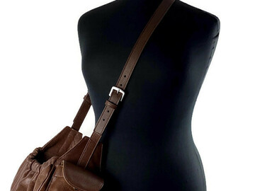 Selling: Classic Leather Sling Dog Carrier Nu Brown with Leopard Lining-MD
