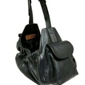 Selling: Classic Leather Dog Sling Carrier Black with Black Lining-Med